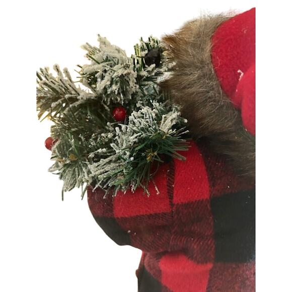 Rustic 1990s Woodland Santa Claus Figure Snowshoes & Tree Cabin Christmas Decor - Picture 7 of 7